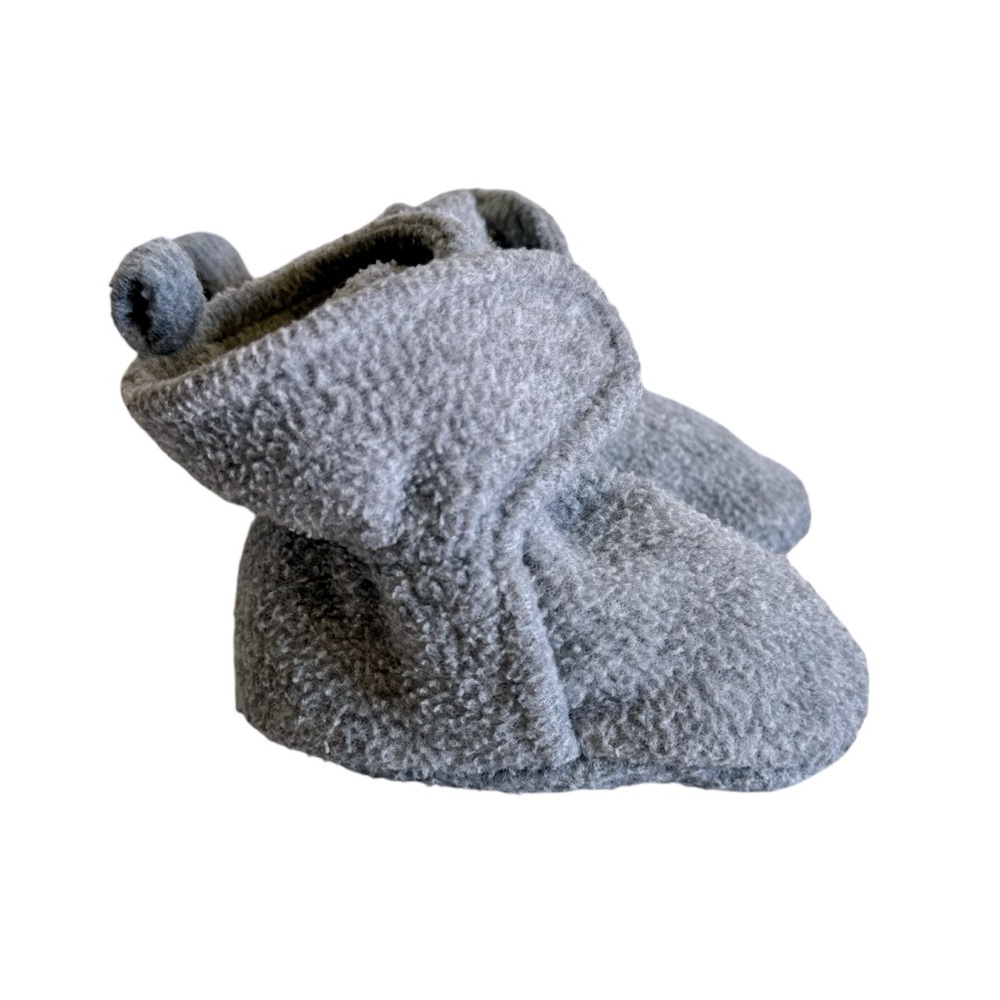 Baby Fleece-Lined Baby Booties Non-Skid Grip Bottom 0-6M Sm Grey Luvable Friends